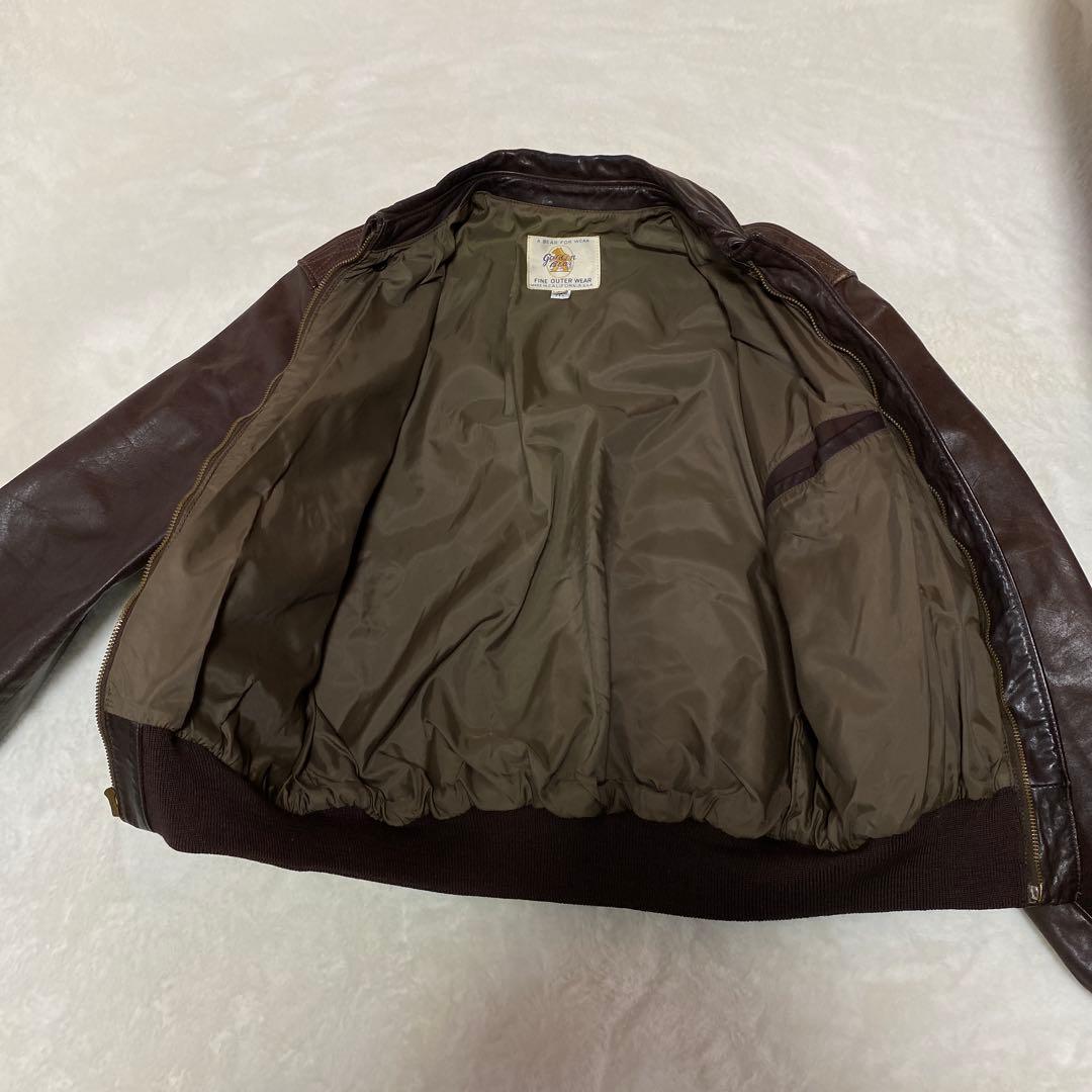 USA製　80s リアルレザー ヴィンテージ A-2 レザージャケット 茶 42