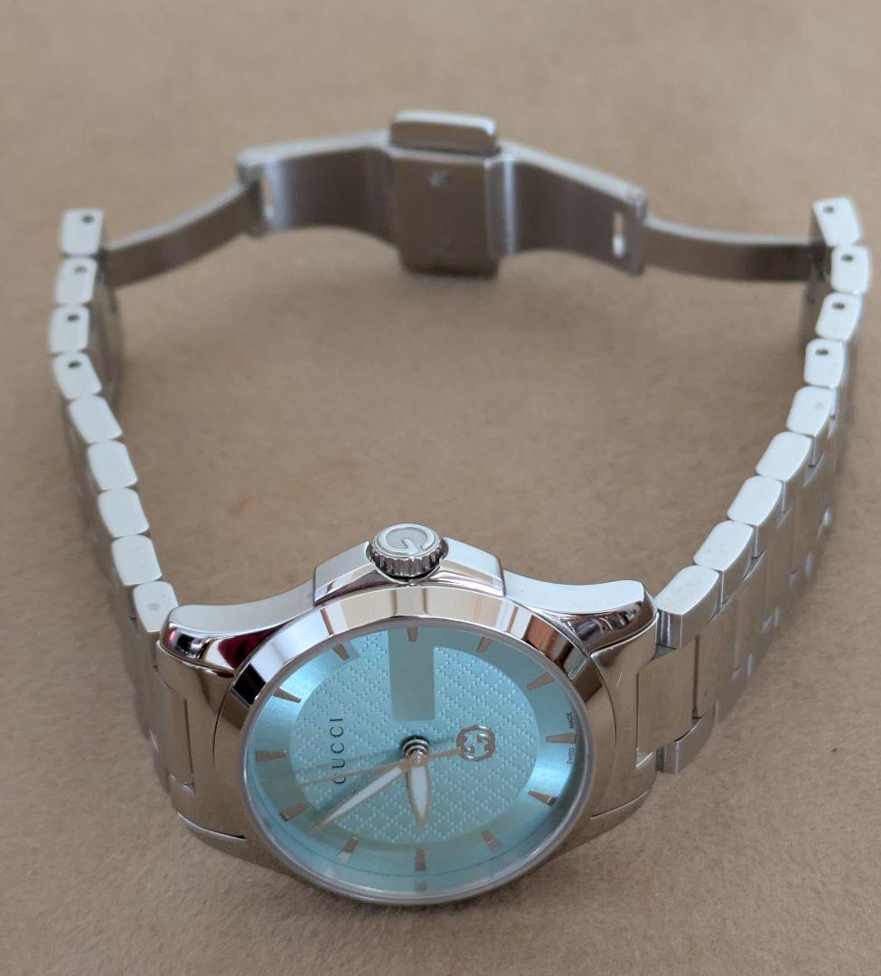 【美品】GUCCIタイムレスターコイズブルー腕時計ペア2本
