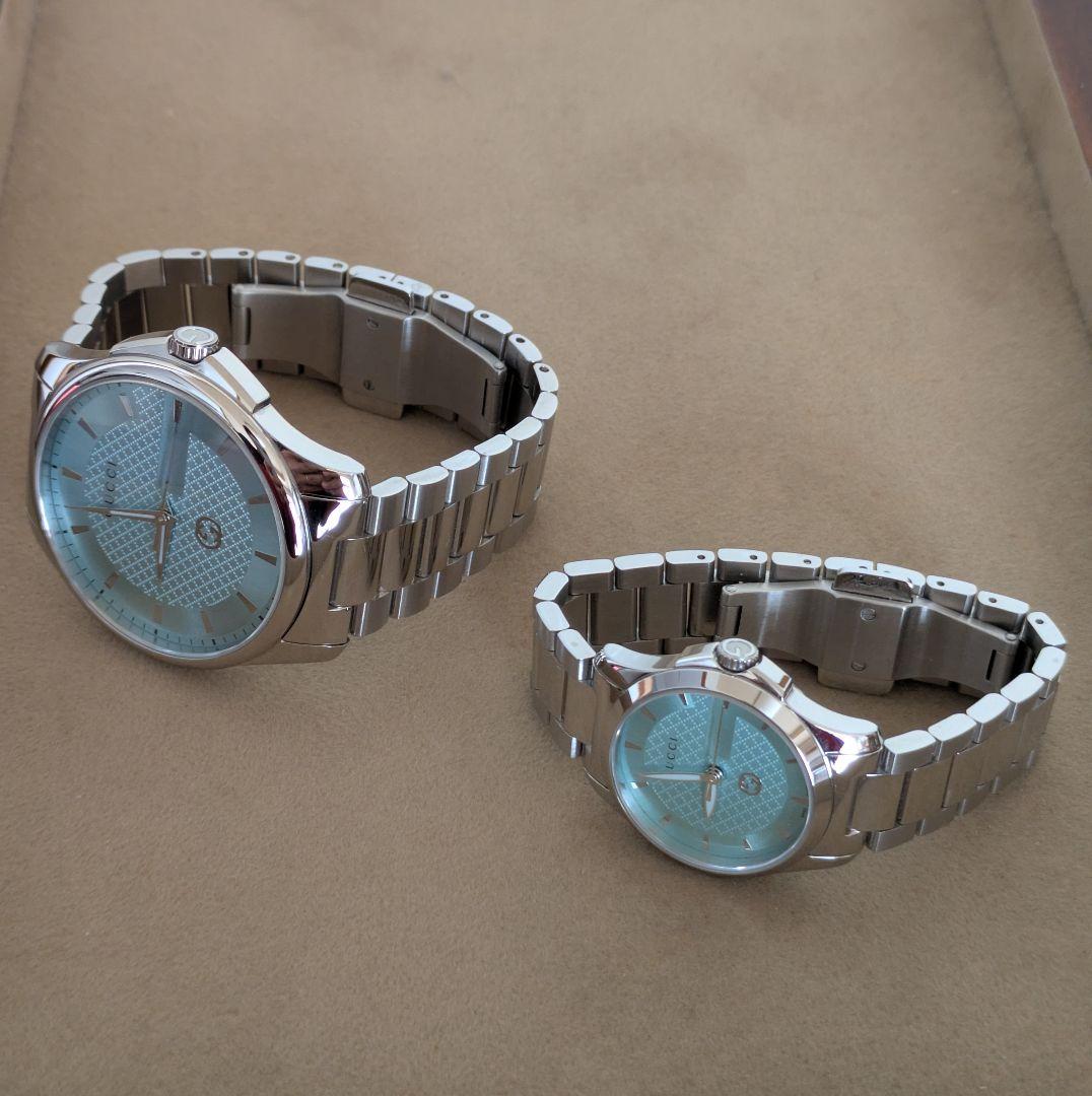 【美品】GUCCIタイムレスターコイズブルー腕時計ペア2本