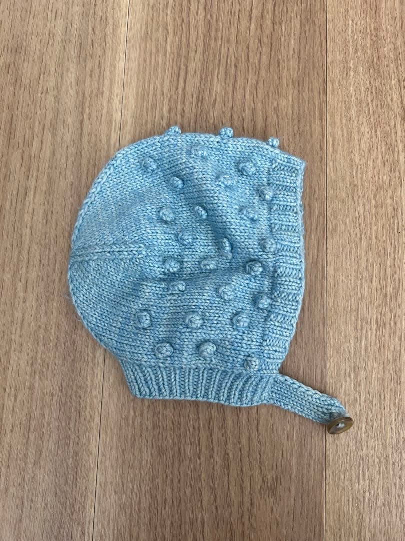 Misha&puff ポップコーンknitボンネット 水色