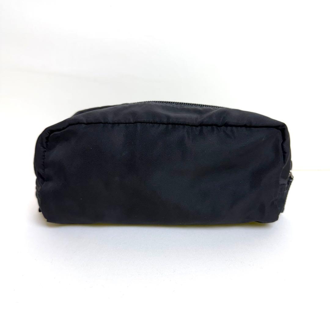 PRADA ポーチ　化粧ポーチ　三角ロゴ　テスートナイロン　白タグ　黒