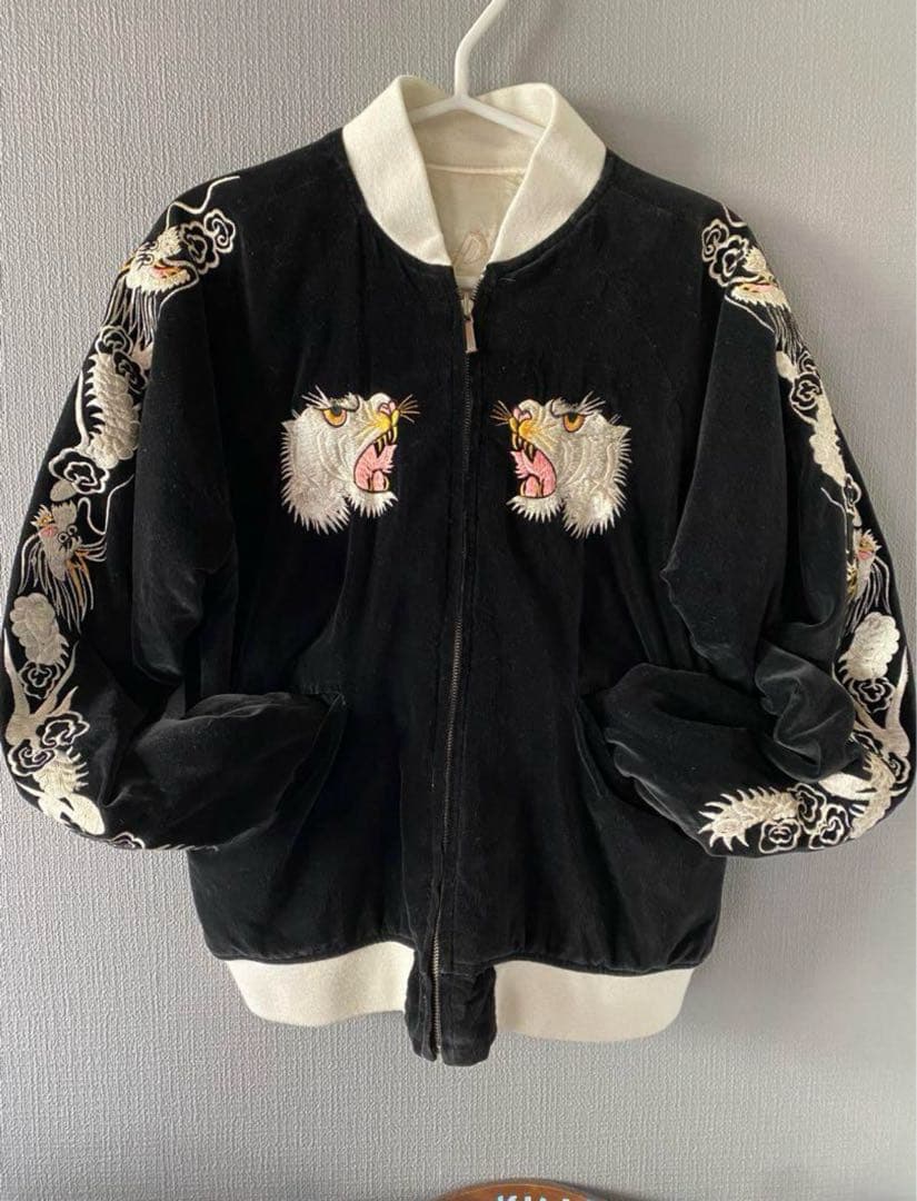 vintage リバーシブルスカジャン ブラック別珍