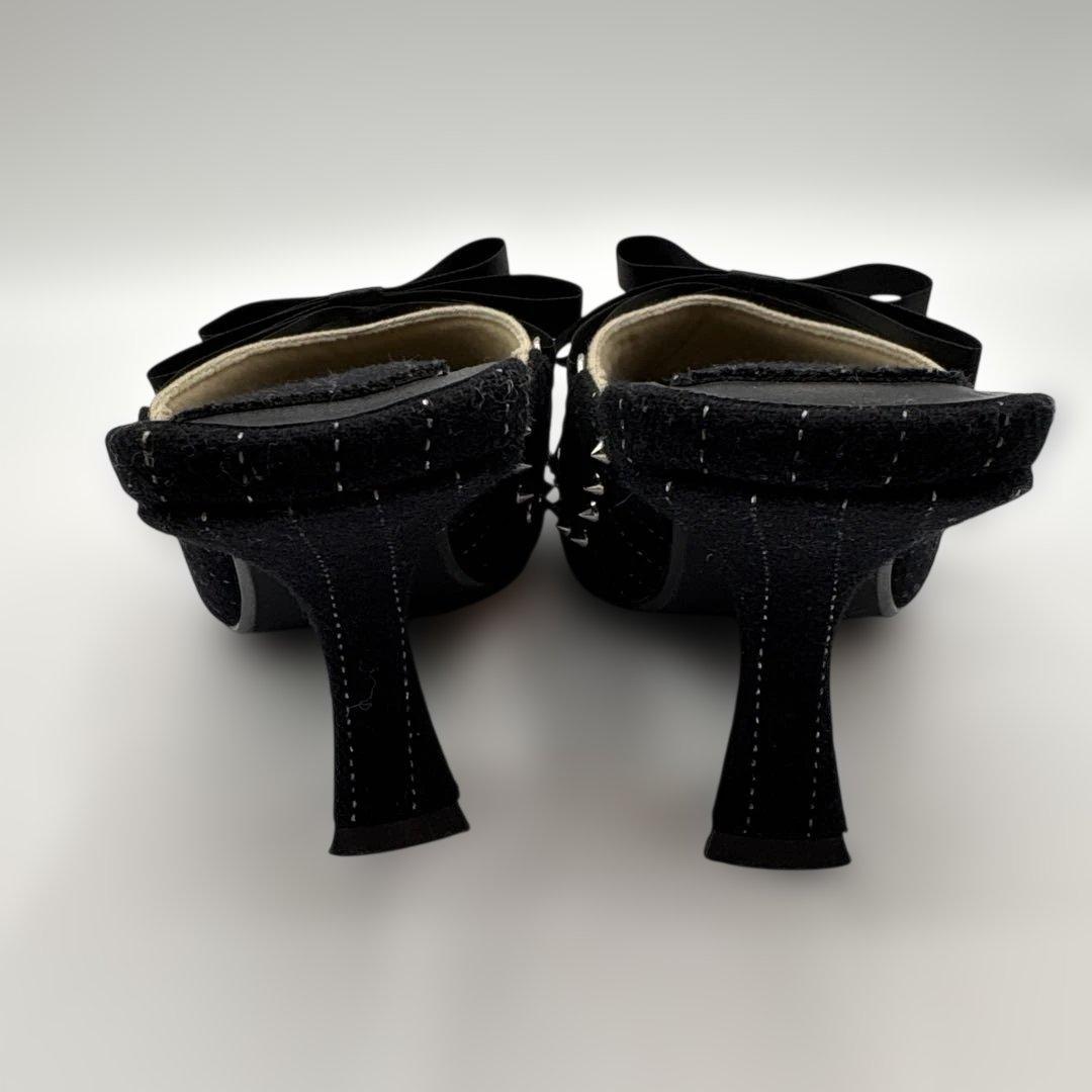 極美品YELLO ブラック レースアップヒール　Ｓサイズ