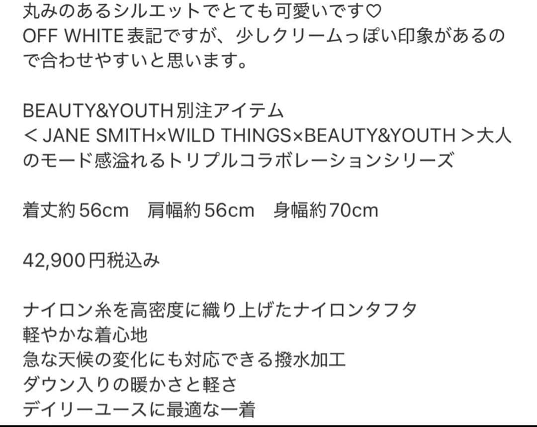 WILD THINGS JANESMITH B&Y ショートダウンベスト