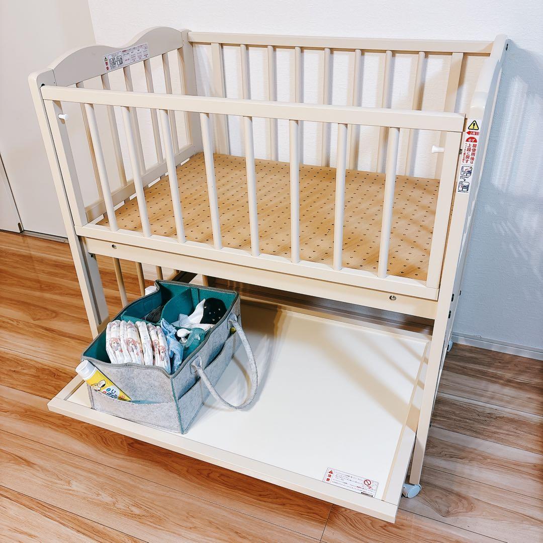 ✨送料無料✨ キンタロー ミニ アン ホワイト ミニ ベビーベッド 下段収納付き