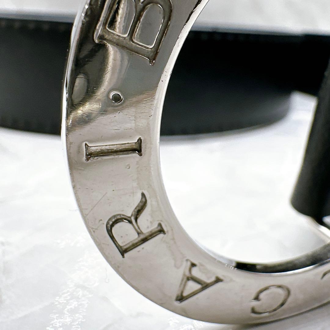 美品 ブルガリ ビーゼロワン ロゴマニアサークル ベルト シルバー金具 ブラック