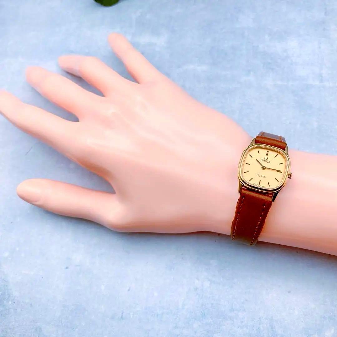 稼動品✨美品 OMEGA De Ville腕時計 クォーツ ゴールド 新品ベルト