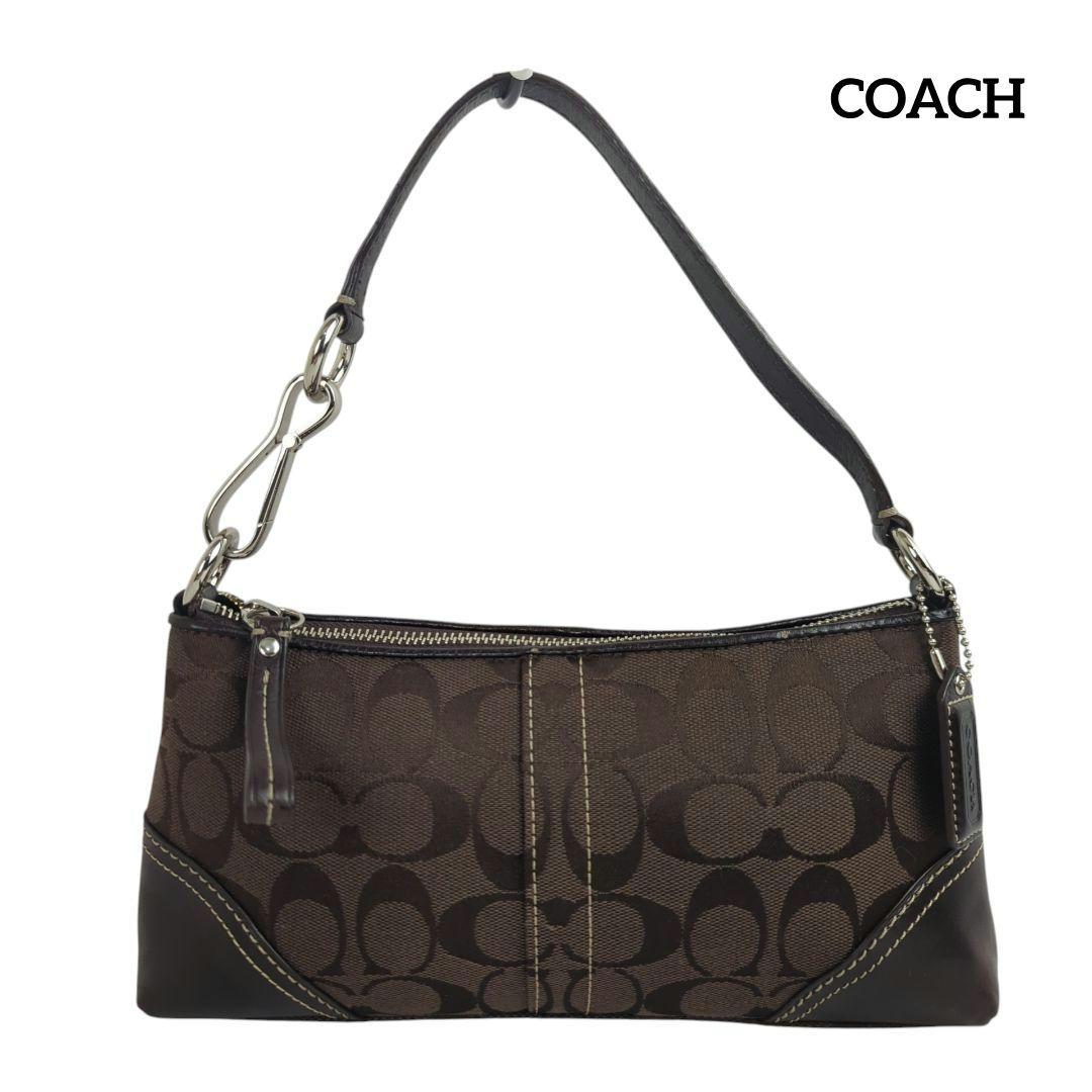 【良品】COACH コーチ シグネチャー アクセサリー ポーチ ミニハンドバッグ