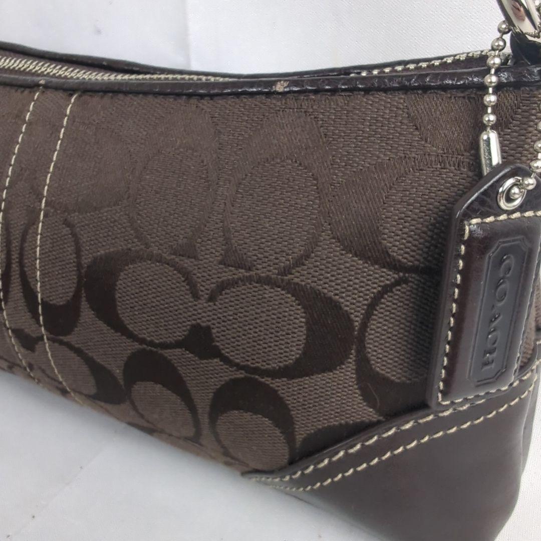 【良品】COACH コーチ シグネチャー アクセサリー ポーチ ミニハンドバッグ