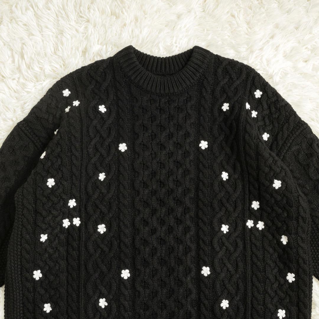 Gypsohila ジプソフィア Floral Cable Knit ブラック