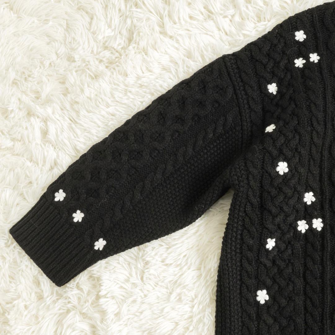 Gypsohila ジプソフィア Floral Cable Knit ブラック