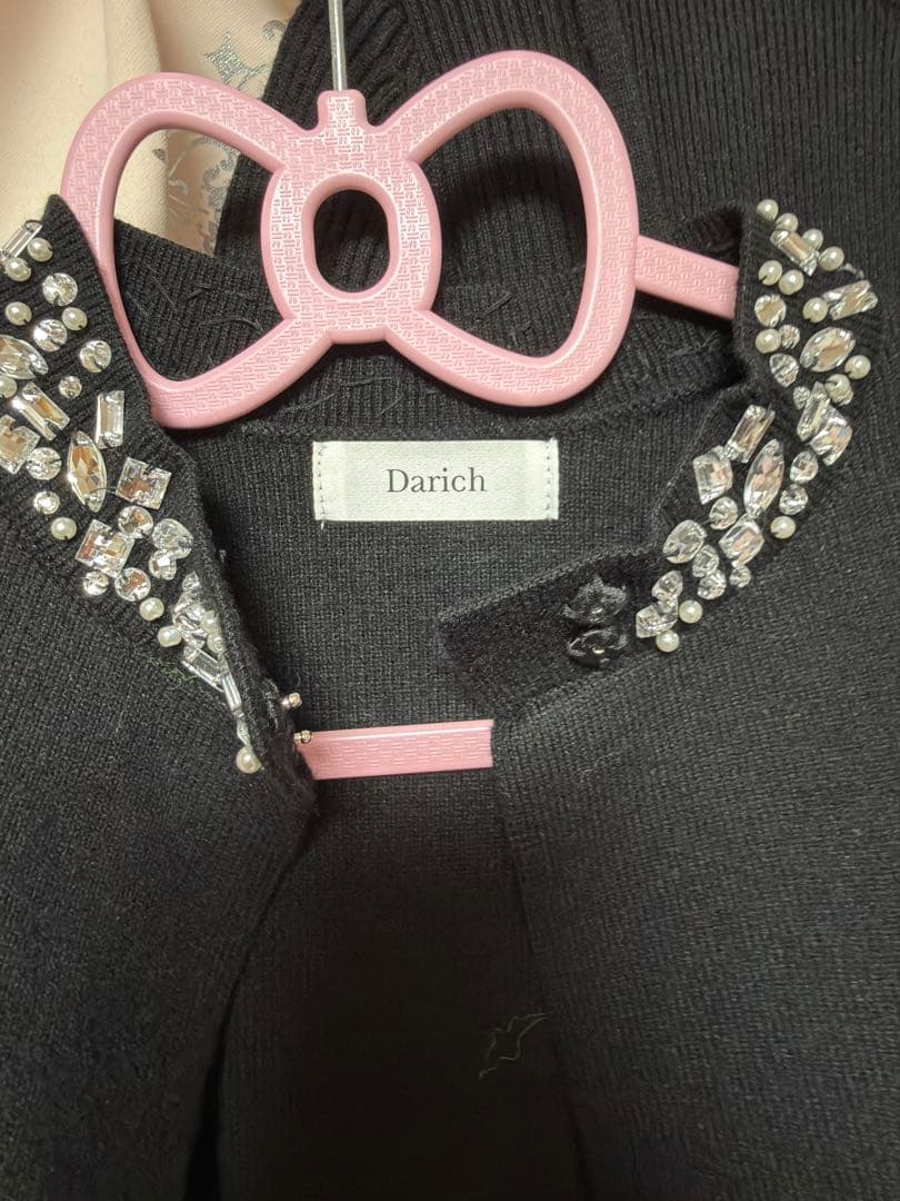 ダーリッチ　ビジューケープニットミニワンピース　Darich ブラック