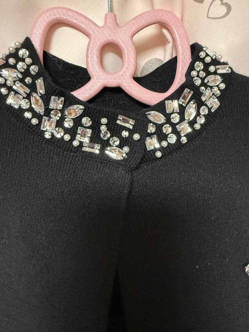 ダーリッチ　ビジューケープニットミニワンピース　Darich ブラック