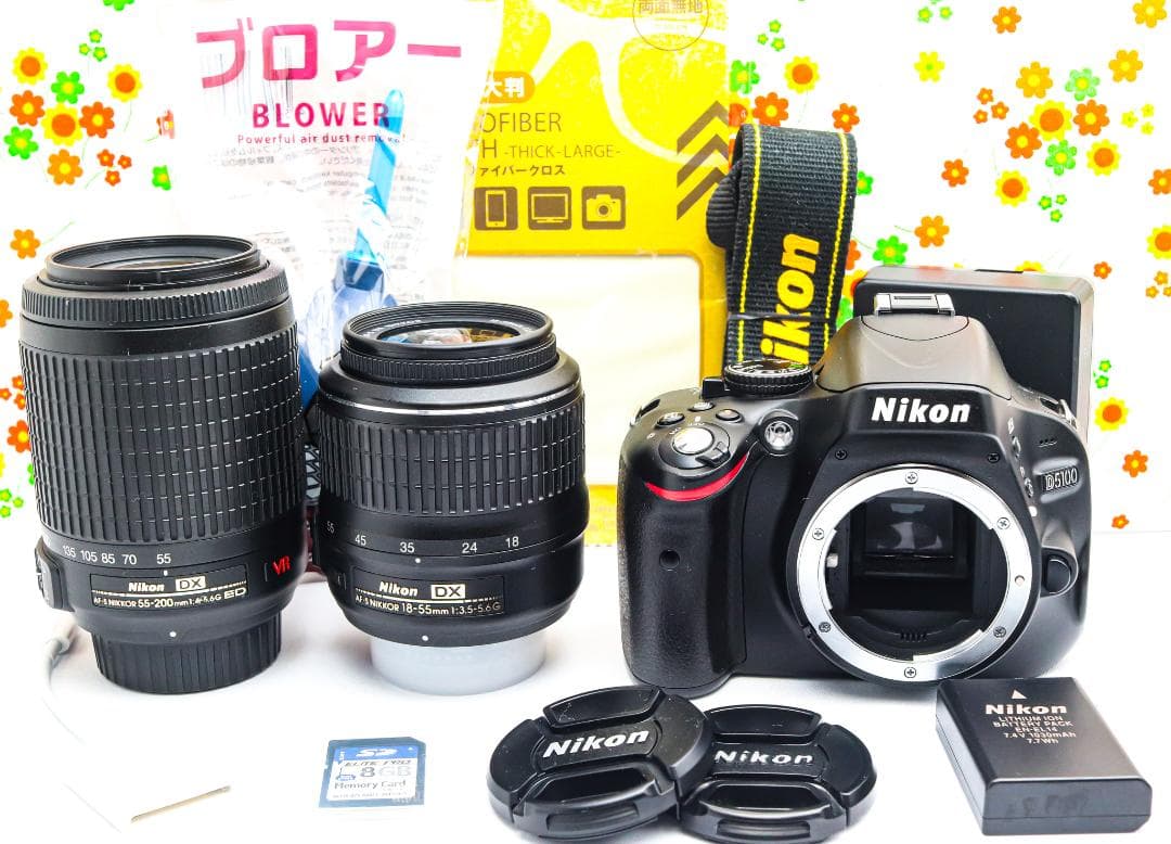 ニコン Nikon D5100☆スマホに送れる！☆一眼レフ☆ダブルレンズ！