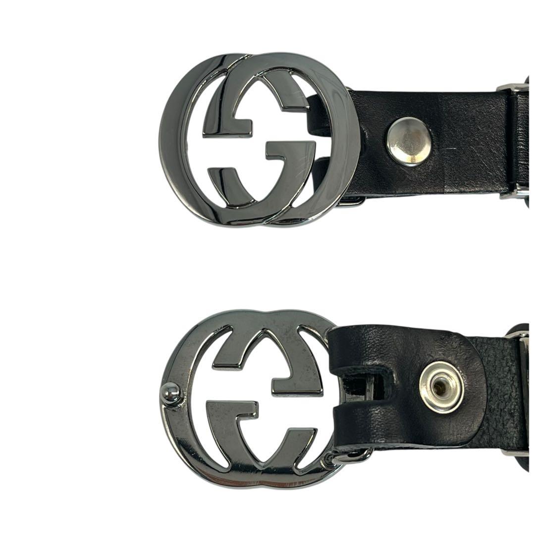 グッチ ベルト インターロッキング ロゴ ビジネス レザー ブラック レディース