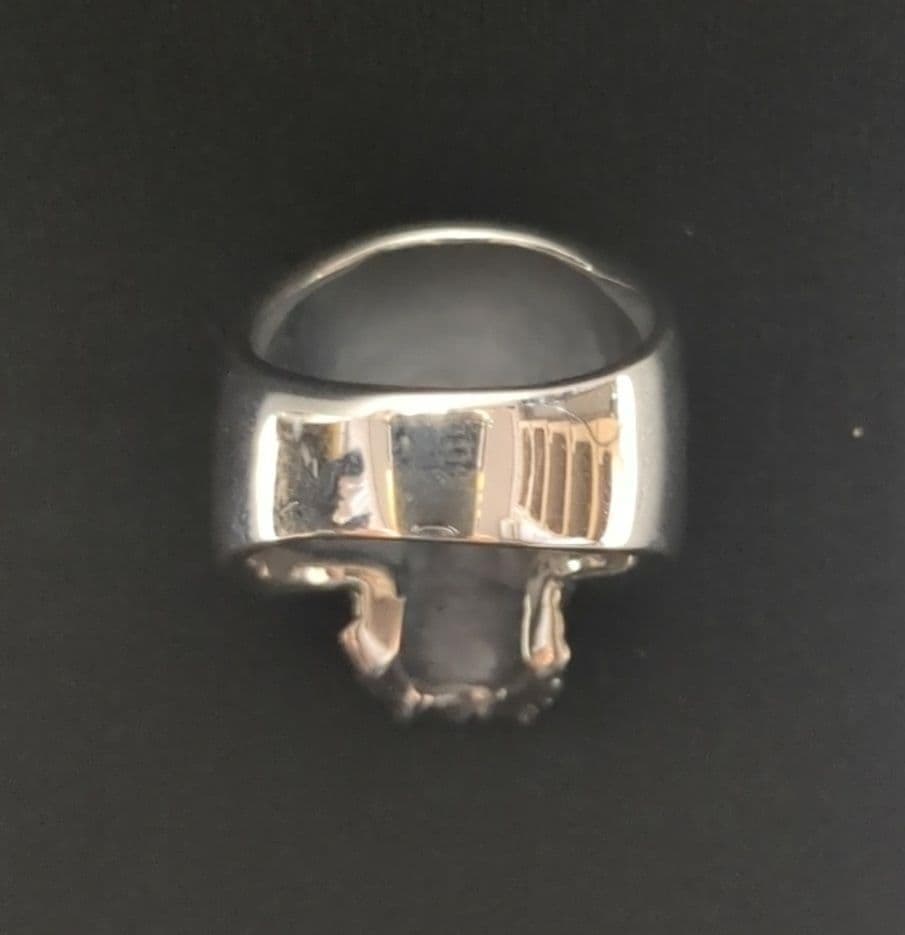 スカル ドクロ 骸骨 シルバーリング 16号 ストーンアイ キースリングタイプ