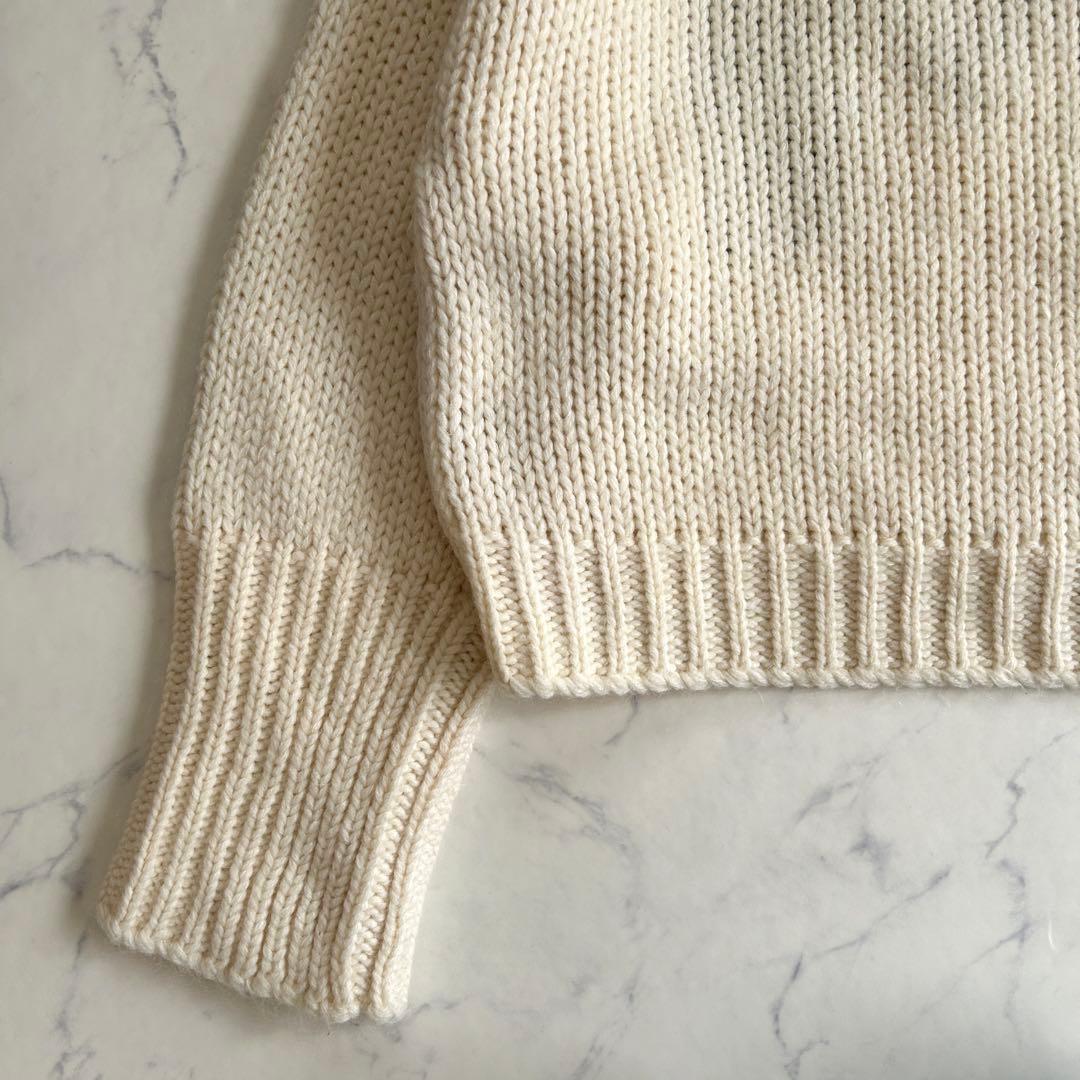 美品 モンクレール 高級アルパカ混 ビッグ「M」ロゴ タートルネック ニット