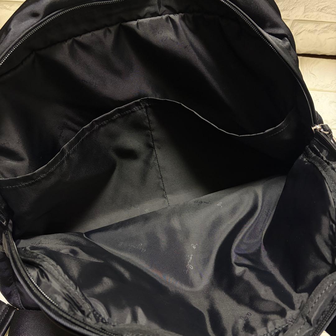 極美品　アニエスベー ボストンバッグ 2way ナイロン ブラック 黒