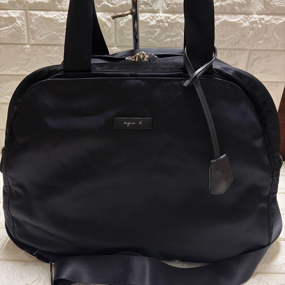 極美品　アニエスベー ボストンバッグ 2way ナイロン ブラック 黒