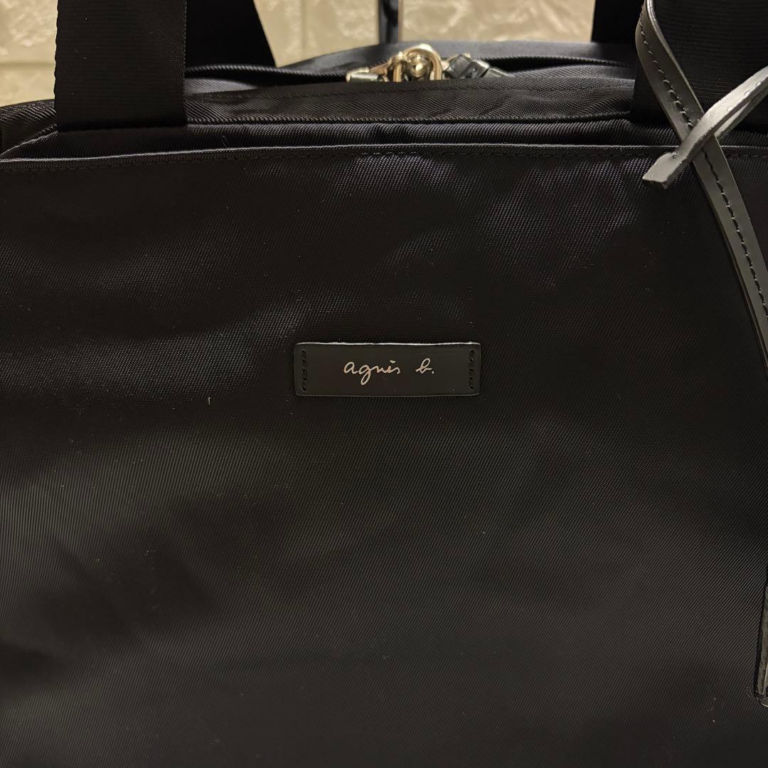 極美品　アニエスベー ボストンバッグ 2way ナイロン ブラック 黒