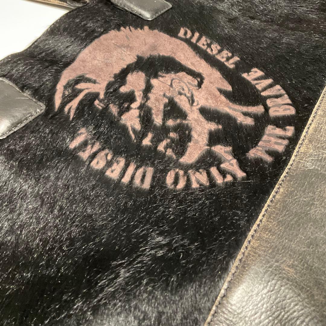 【希少】DIESEL ハラコ　本革　ブラック トートバッグ　y2k