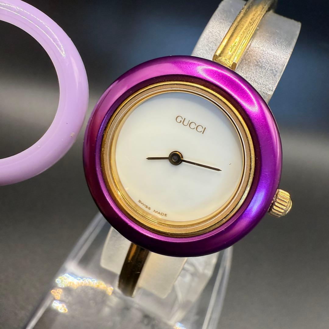 GUCCI グッチ 腕時計 1100L チェンジベゼル　ゴールド　金　バングル