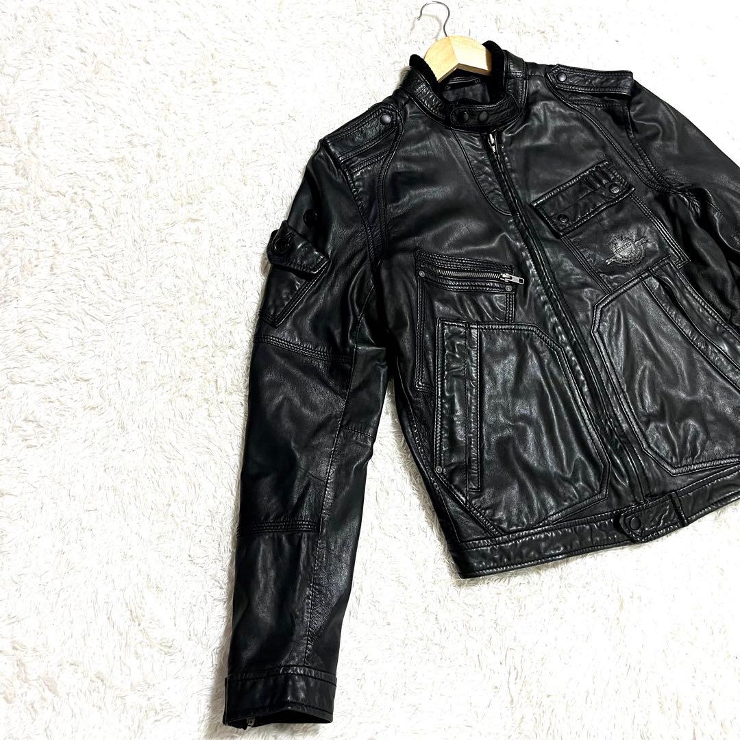 ✨美品✨DIESEL レザージャケット シングルライダース ラムレザー Sサイズ