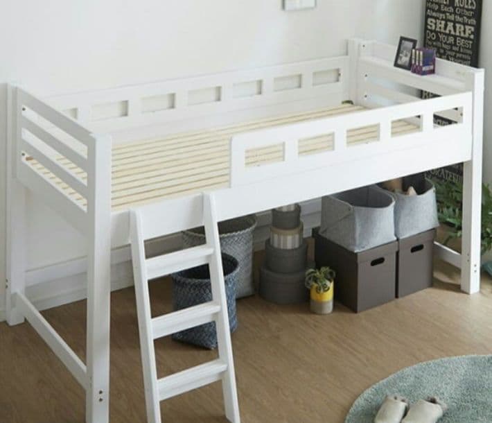 ☆美品☆送料込☆ロフトベッド　ハイベッド　　ロータイプ　棚付　木製　匿名配送