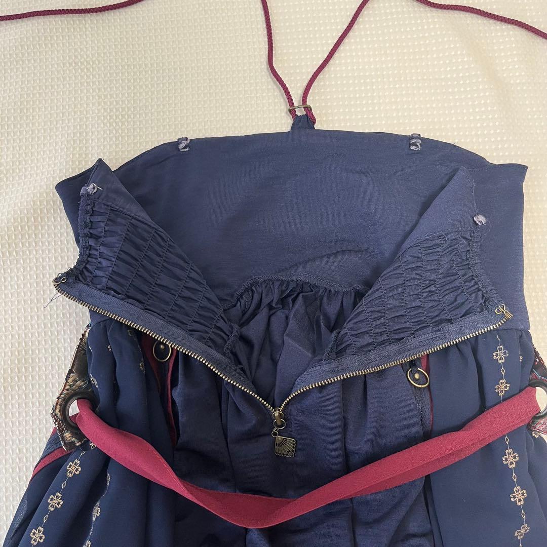 オッズオネスト 和柄　スカート　ワンピース　チャイナ　ネイビー　赤　OZZ