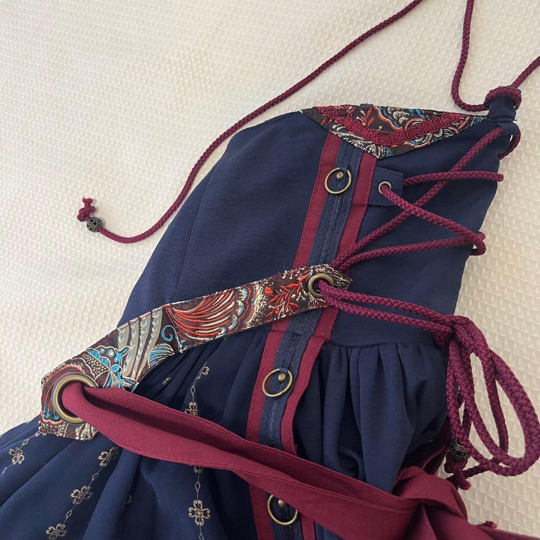 オッズオネスト 和柄　スカート　ワンピース　チャイナ　ネイビー　赤　OZZ