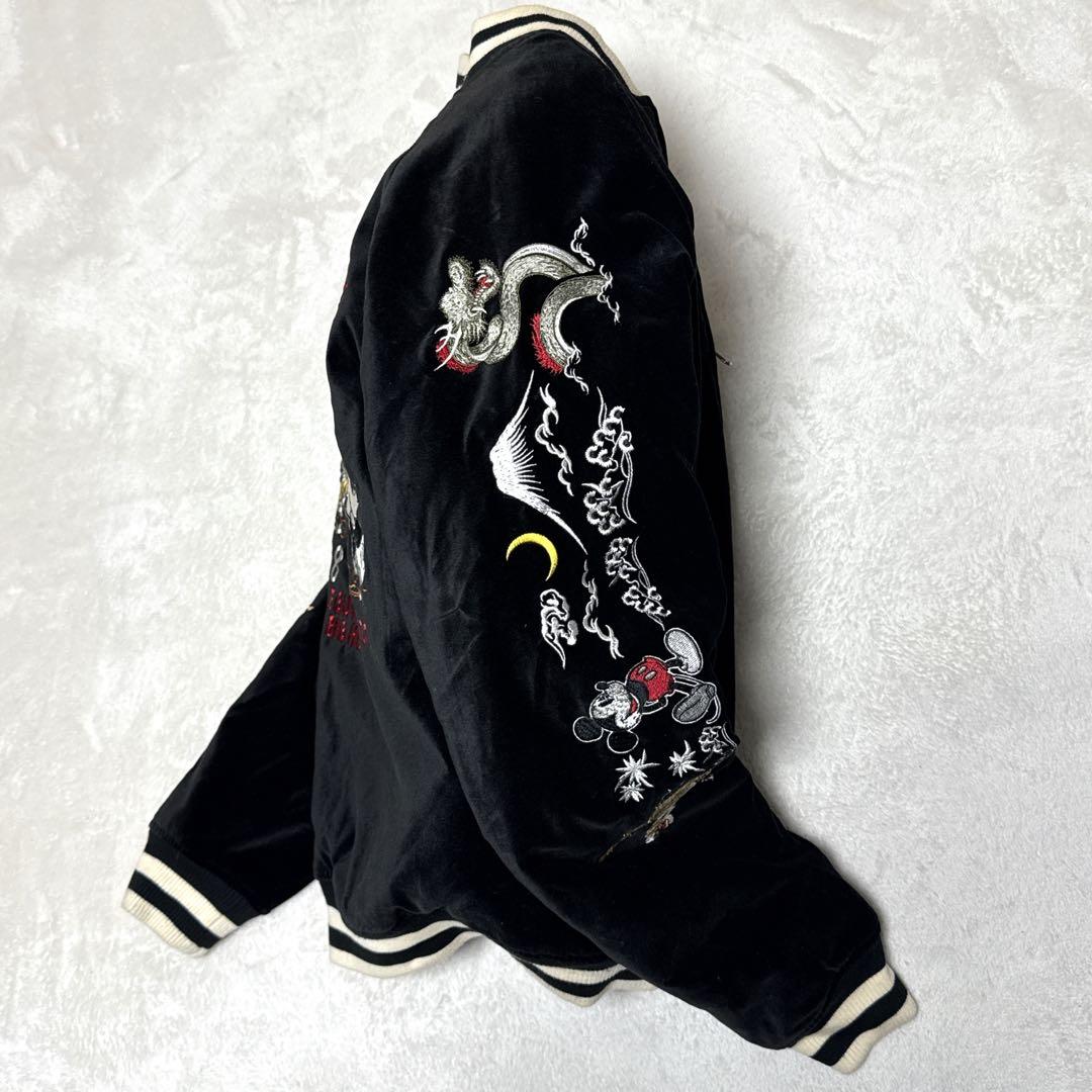 稀少✨ ディズニー　ミッキーマウス　スカジャン　別珍　リバーシブル　キルティング