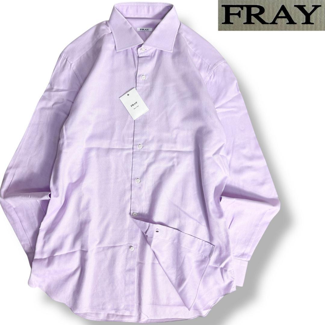 J6333 新品 FRAY LIONEワイドカラーシャツ パープル16.5/42