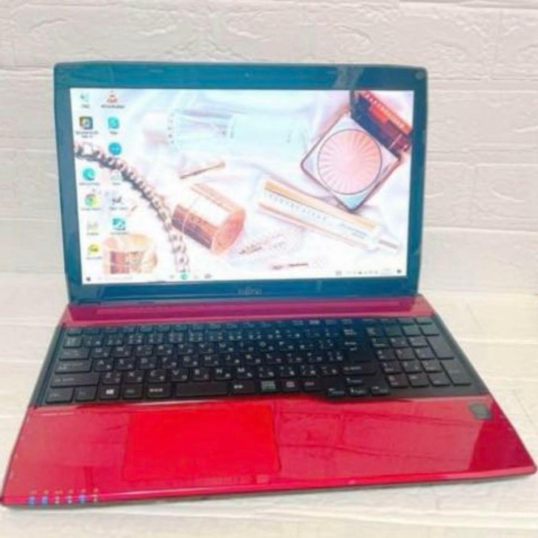 【ジャンク】高スペ⭐️4コア⭐️Core i7⭐️フルHD⭐️赤ノートパソコン⭐️富士通