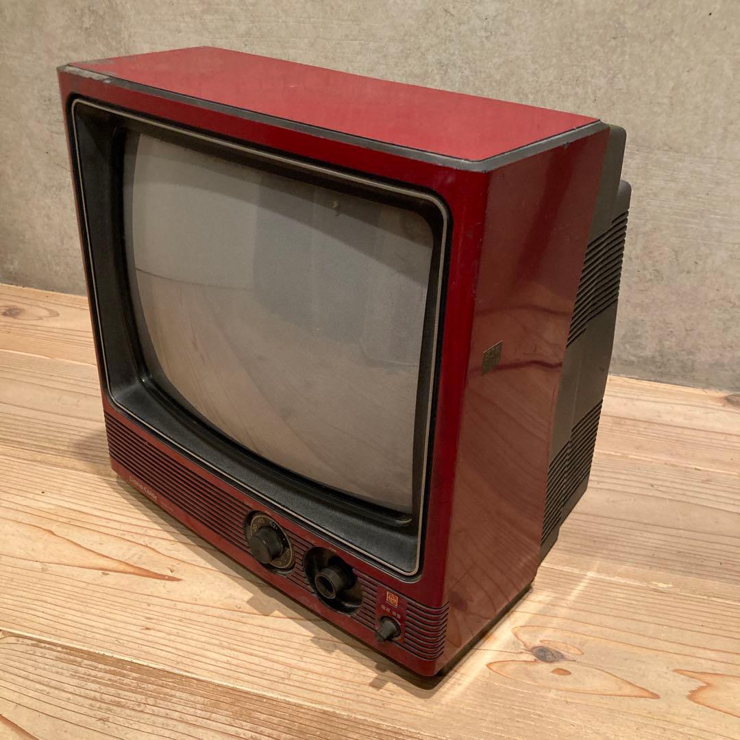 昭和レトロ　赤テレビ　4台　ビクター　シャープ　ナショナル　ソニー　ジャンク