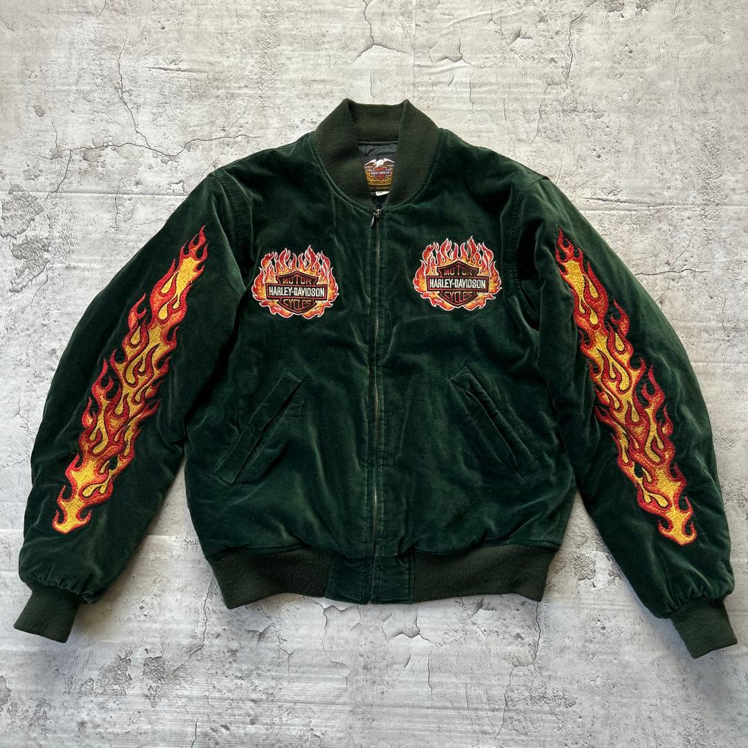 Harley-Davidson ベルベット ベロア　スカジャン グリーンM