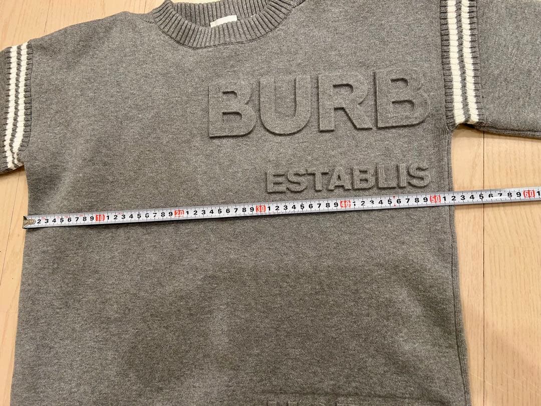 BURBERRY グレーロゴ入りニットワンピ14Y164cm