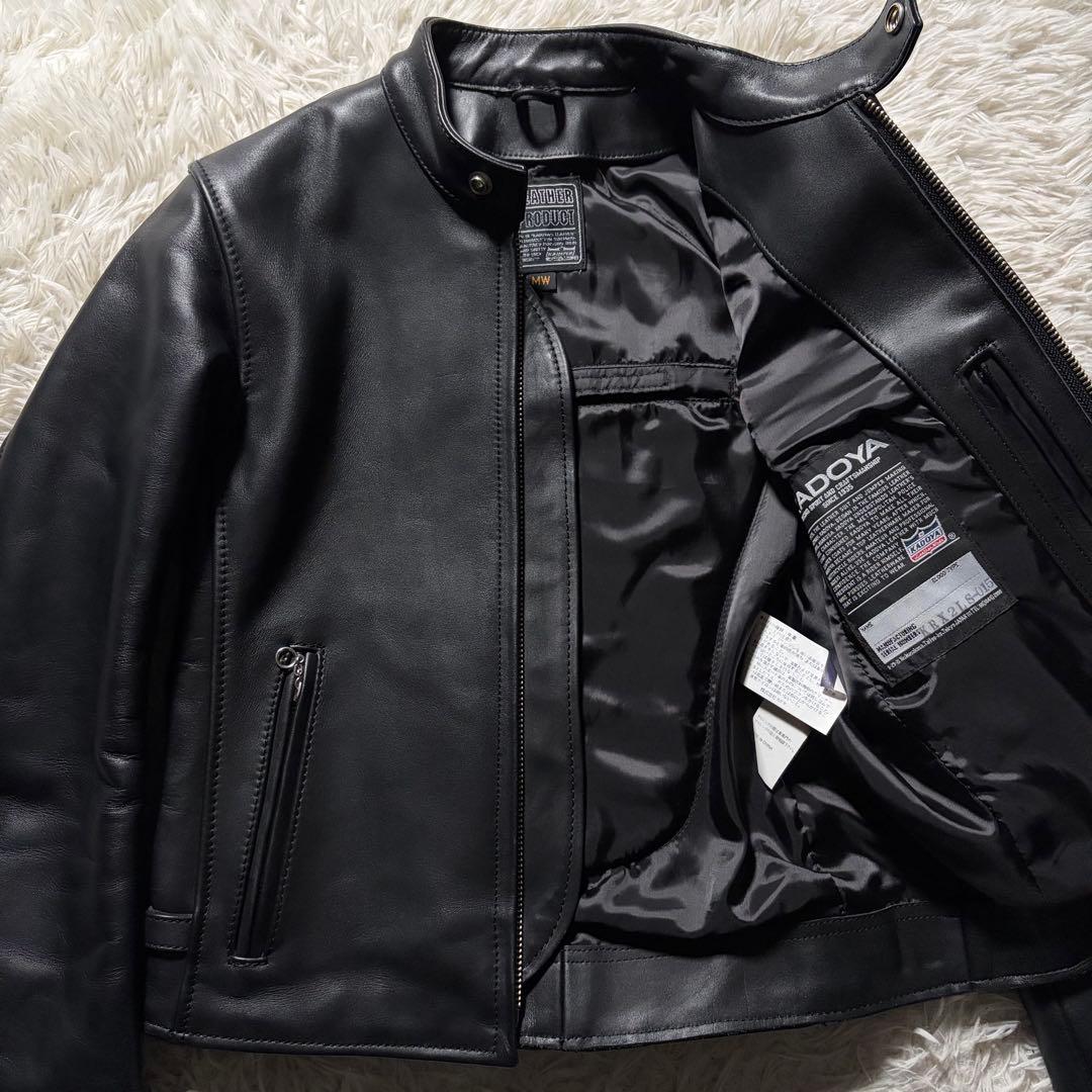 極美品◎KADOYA ライダースジャケット　シングル　ブラック　本革　M
