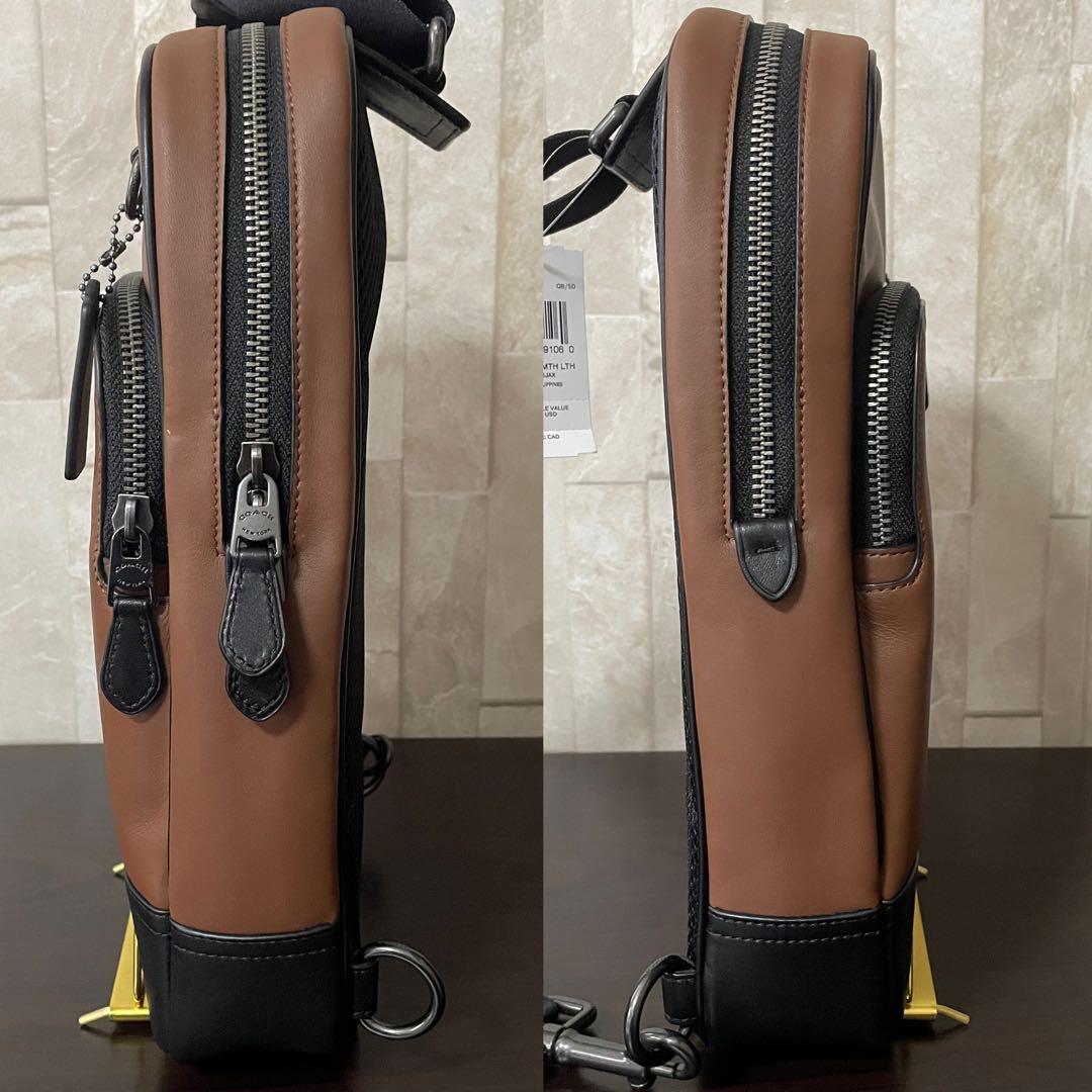 早い者勝ち！訳あり新品 COACH ボディバッグ サドル ブラウン×ブラック