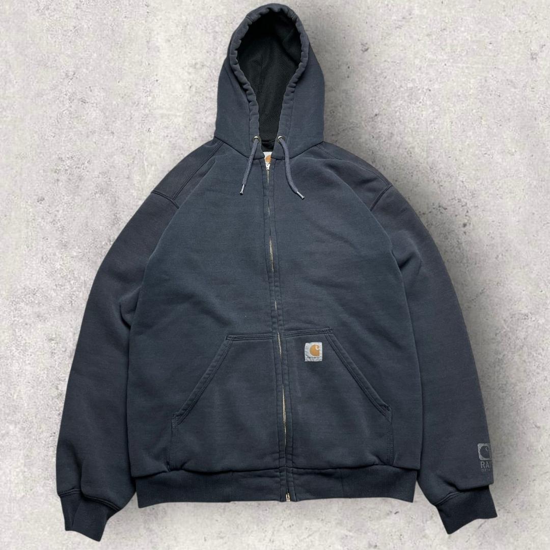 カーハート 裏サーマル ジップアップ パーカー ダブルフェイス ネイビー S