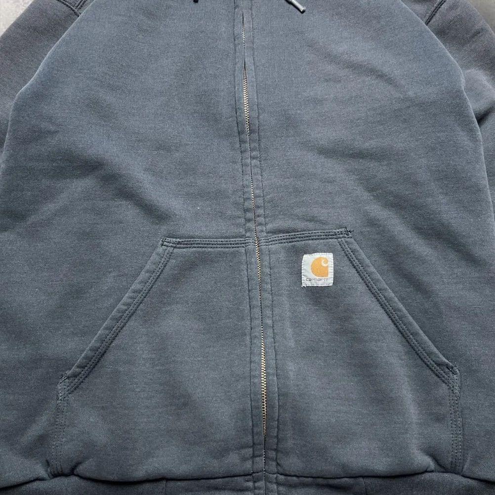 カーハート 裏サーマル ジップアップ パーカー ダブルフェイス ネイビー S