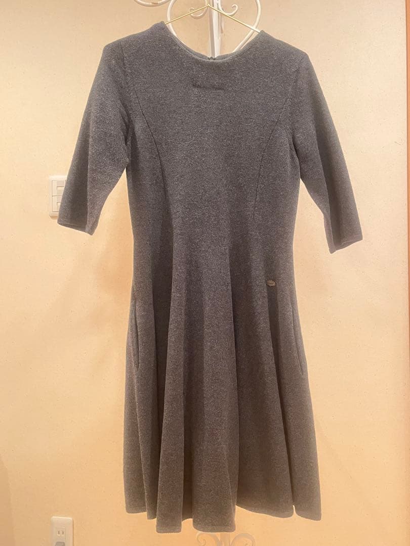 FOXEY グレー 七分袖 ワンピース