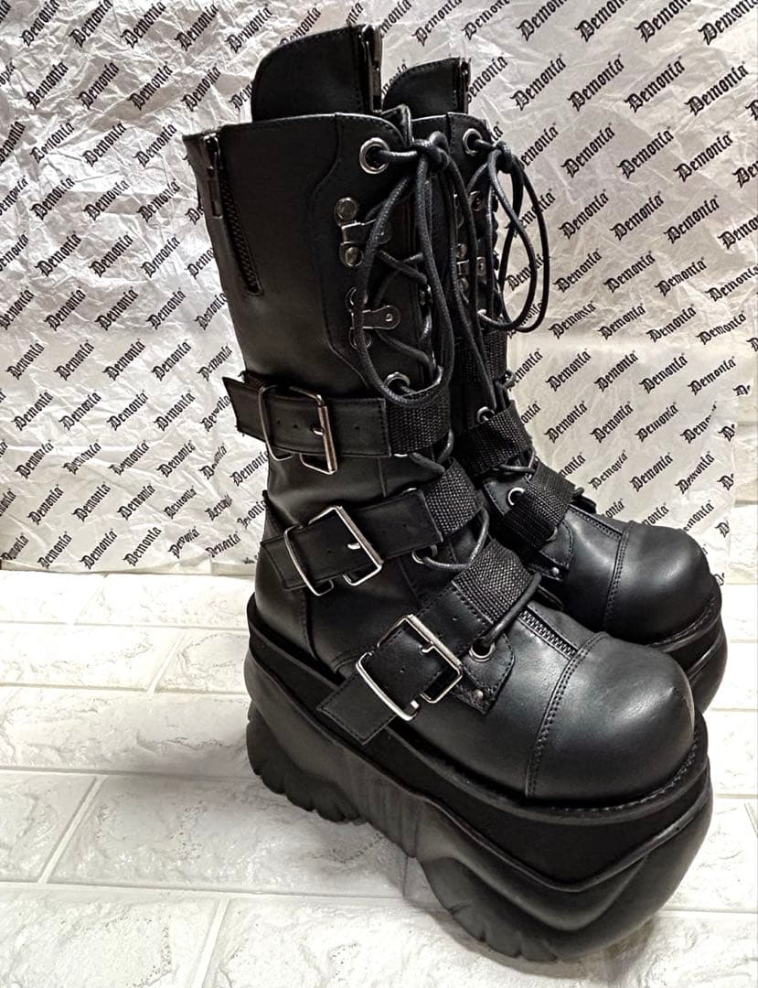 【一回使用】Demonia デモニア 厚底ブーツ 黒25cm M7