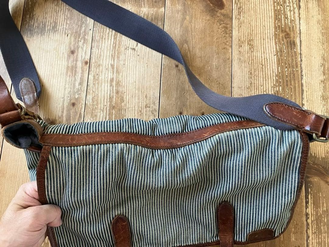 RALPH LAUREN RUGBY メッセンジャーバッグ デニム レザー