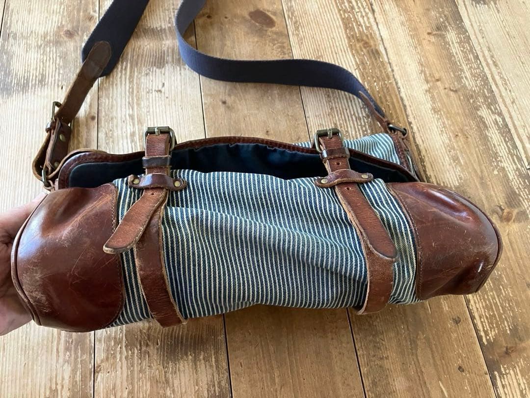 RALPH LAUREN RUGBY メッセンジャーバッグ デニム レザー