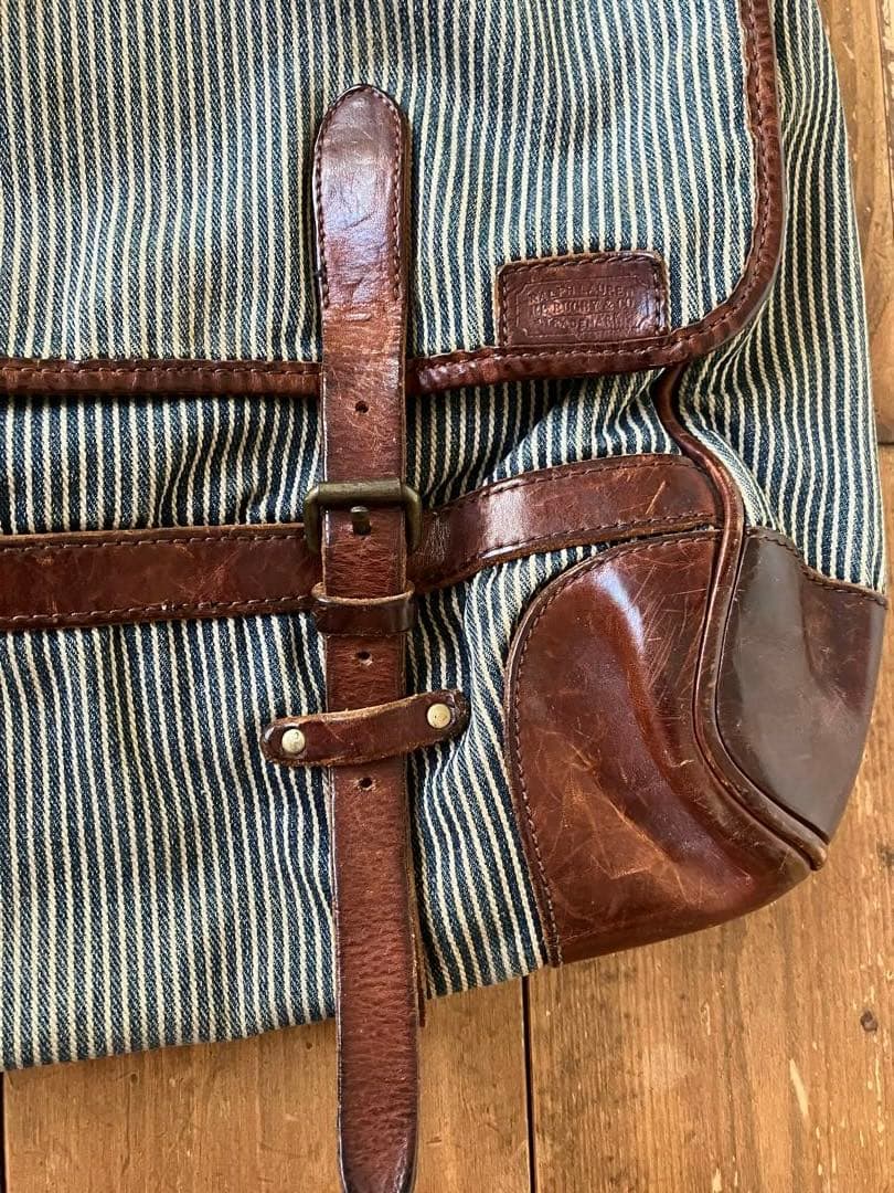 RALPH LAUREN RUGBY メッセンジャーバッグ デニム レザー