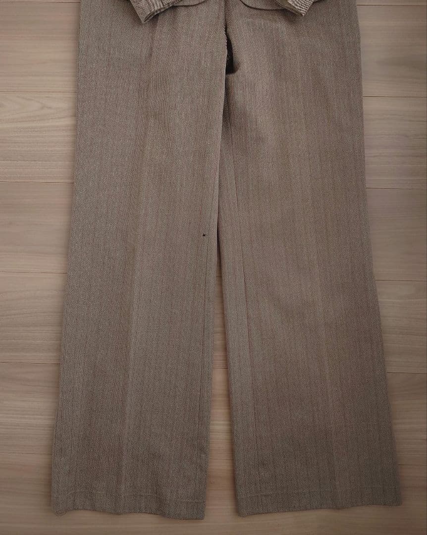 ☆42☆ 定価10.8万 ミラショーンブラウンパンツスーツ ストライプ ウール混