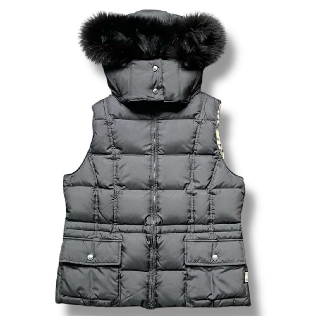 美品 BURBERRY ノバチェック ファー ダウンベスト アウター 3WAY