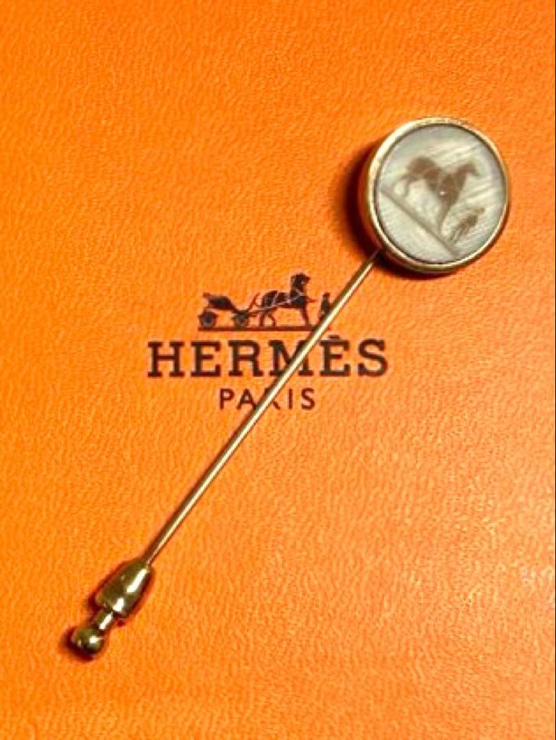 良品　HERMES エルメス　コロゾ　ピンブローチ　ピンバッチ　ゴールド　箱付き