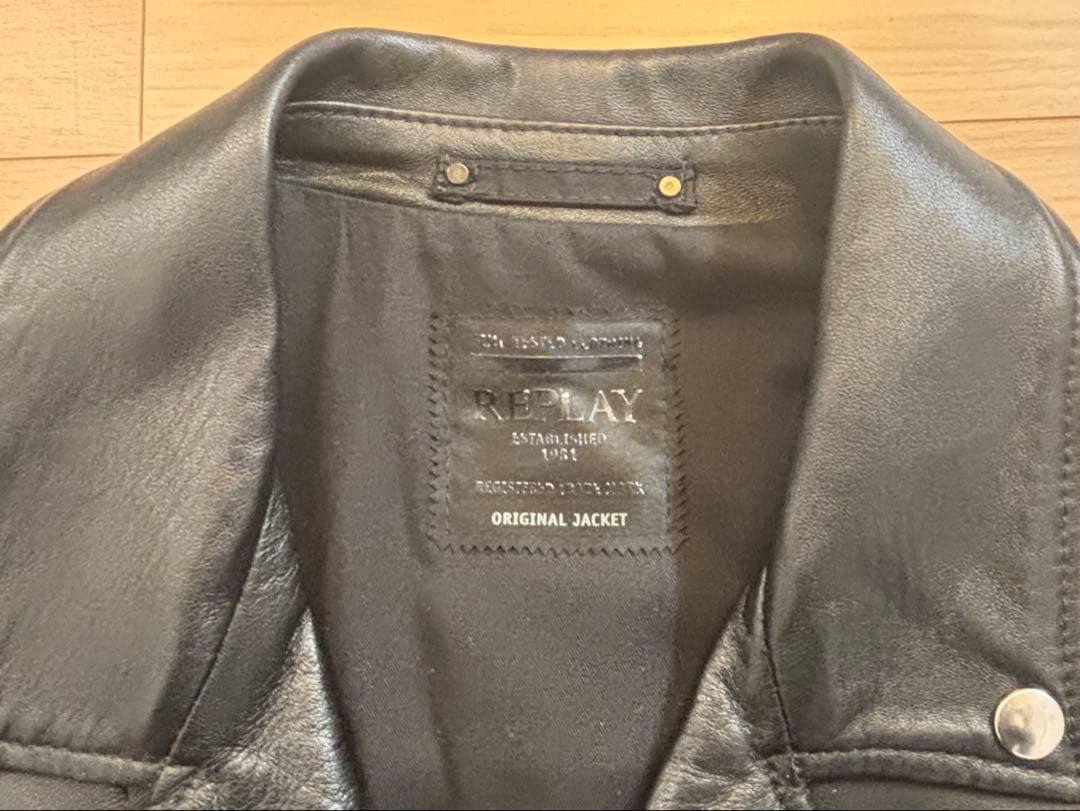 【REPLAY リプレイ】ブラック ダブルライダースジャケット（シープスキン）