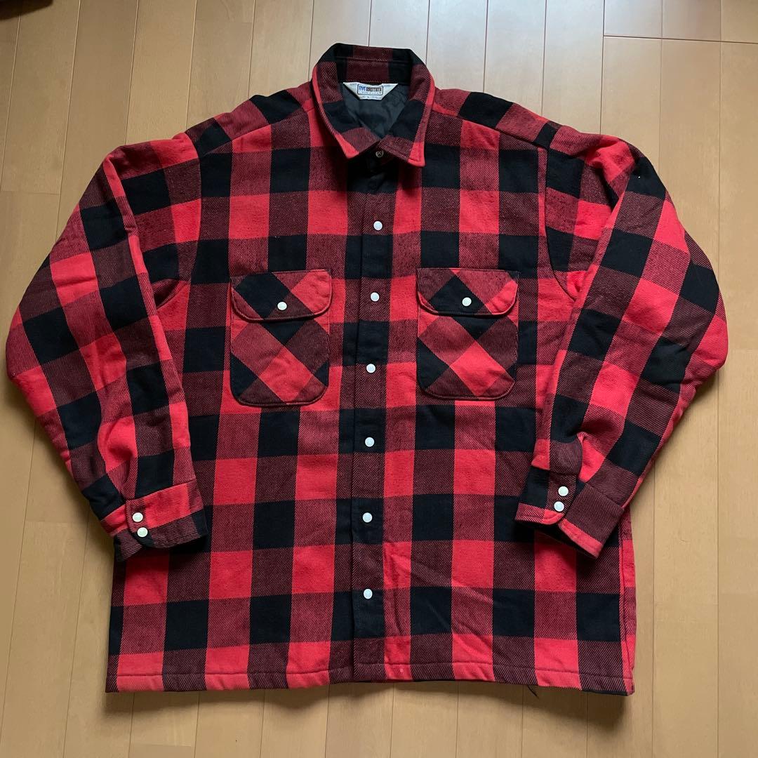 70s 80s FIVE BROTHER キルティングネルシャツ　三角タグ